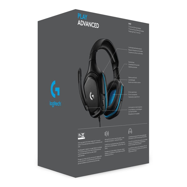 Logitech G 981-000770 kuulokkeet ja kuulokemikrofoni Langallinen Pääpanta Pelaaminen Musta, Sininen