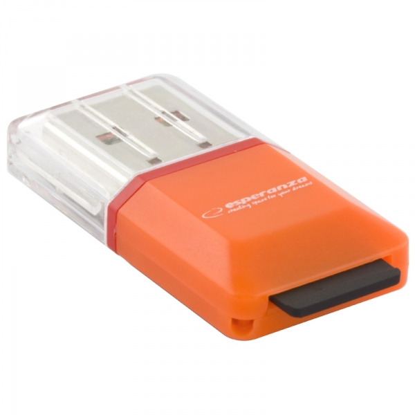 Esperanza EA134O kortlæser USB 2.0 Orange, Sølv, Transparent