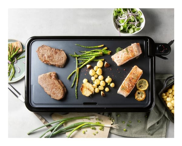 Domo DO9263G elektrisk grill Fritstående 2200 W Sort, Rustfrit stål