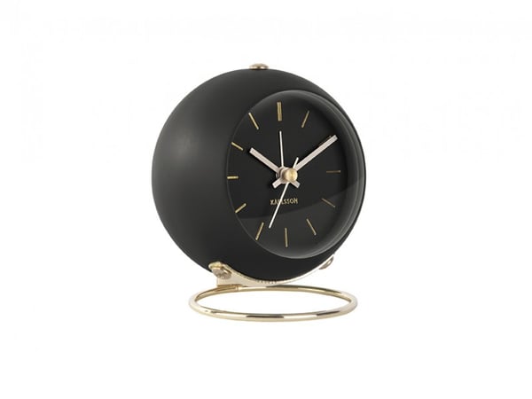 Karlsson Globe Quartz alarmur Sort