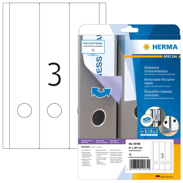 Miniatyrbillede 1 af 2: HERMA 10185 print etiket Hvid Selvklæbende printeretiket