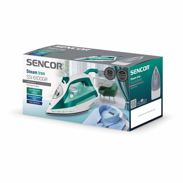 Pikkukuva 5 / 13: Sencor SSI 6100GR silitysrauta Höyrysilitysrauta Keraaminen pohjalevy 2600 W Vihreä