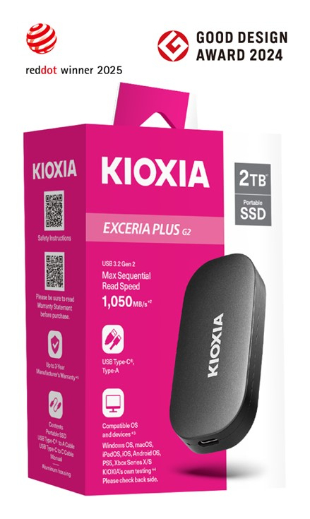 Pikkukuva 3 / 3: Kioxia Exceria Plus G2 2 TB USB Type-C 3.2 Gen 2 (3.1 Gen 2) Musta