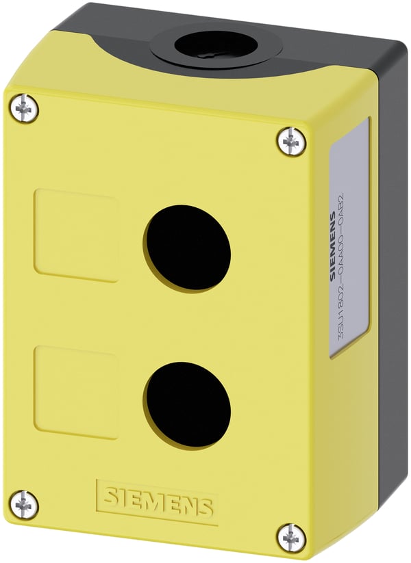 Miniatyrbillede 1 af 4: Styrekapsling til 22 mm runde kameraer gul plast 2 kontrolpunkter plast 3SU1802-0AA00-0AB2