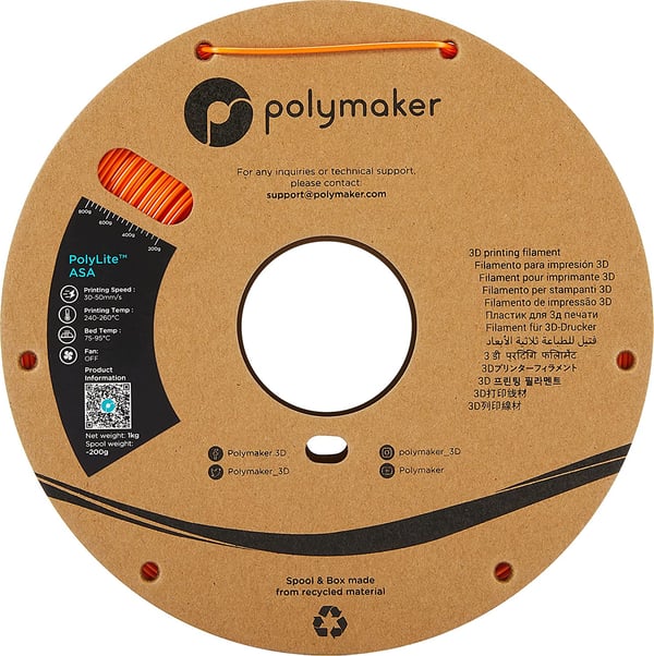 Polymaker PF01007 3D print materiale Acrylonitril styren-acrylat (ASA) Orange 1 kg