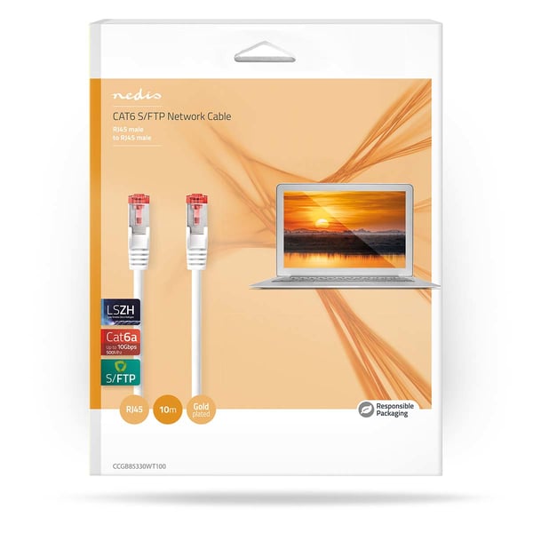 Nedis CCGB85330WT100 netværkskabel Hvid 10 m Cat6a S/FTP (S-STP)
