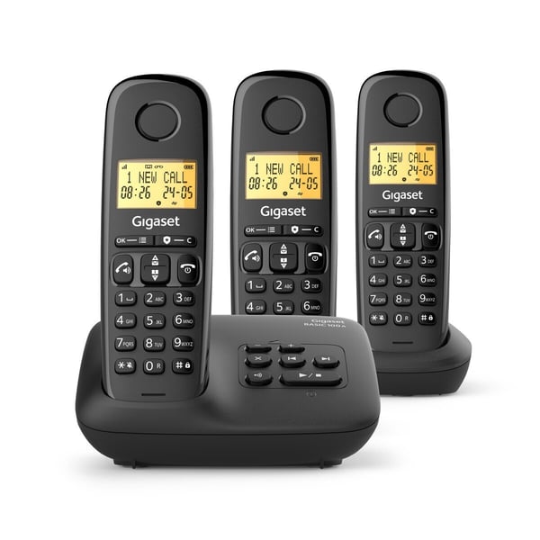Gigaset BASIC 100A trio Analog/DECT-telefon Sort