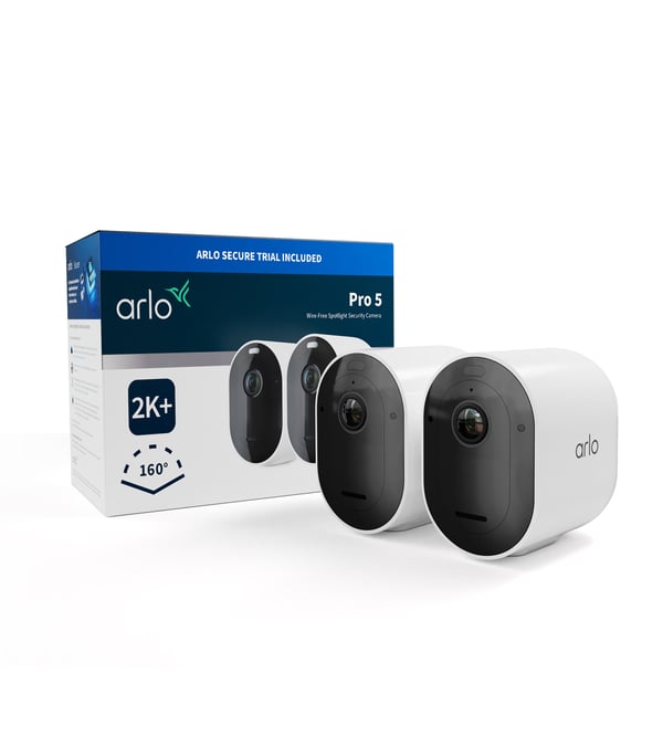 Miniatyrbillede 2 af 13: Arlo Pro 5 2K+ udendørs sikkerhedskamera, 2 kamera Sæt