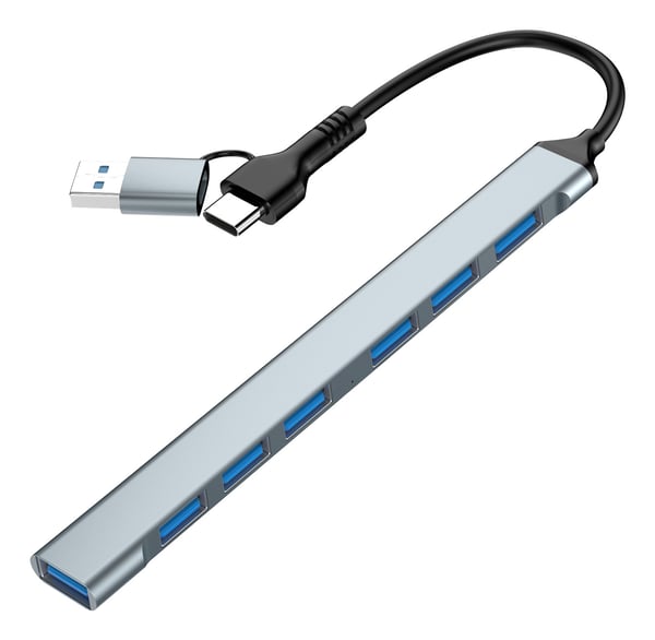 Gembird UHB-ACM-U3P1U2P6-01 interface hub USB 3.2 Gen 1 (3.1 Gen 1) Type-A + Type-C 5000 Mbit/s Sølv