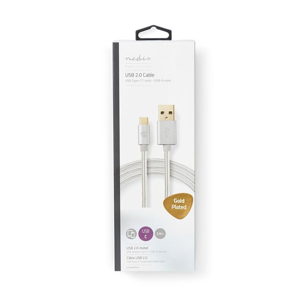 Nedis CCTB60600AL20 USB-kabel USB 2.0 2 m USB A USB C 0,48 Gbit/sek. Aluminium