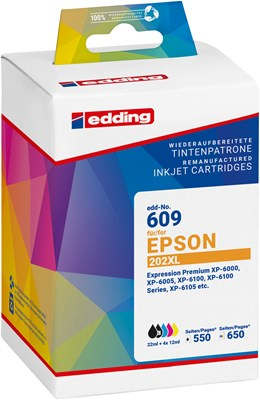 Edding EDD-609 blækpatron 5 stk Kompatibel Sort, Blå, Magenta, Gul