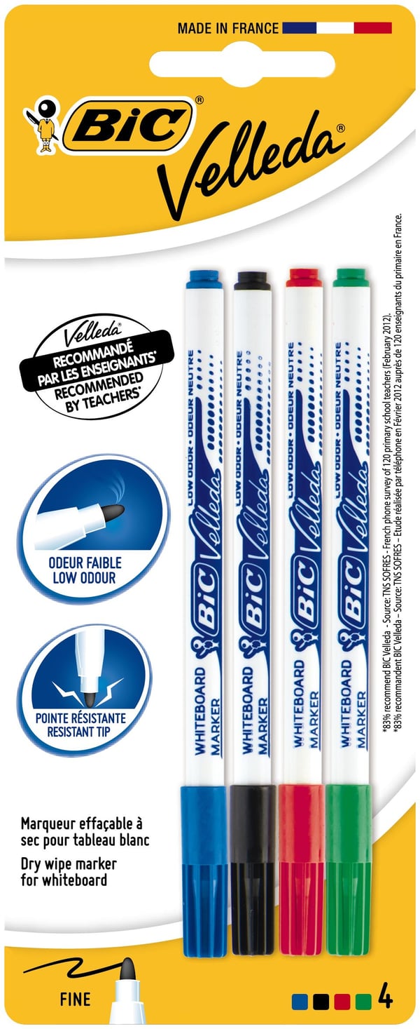 Velleda 3086120027247 filtpen Sort, Blå, Grøn, Rød 4 stk Velleda 3086120027247 filtpen Sort, Blå, Grøn, Rød 4 stk