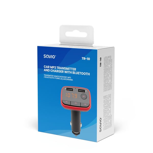 Miniatyrbillede 6 af 10: Savio TR-10 FM-sender 87 - 108 MHz Bluetooth/USB Sort, Rød