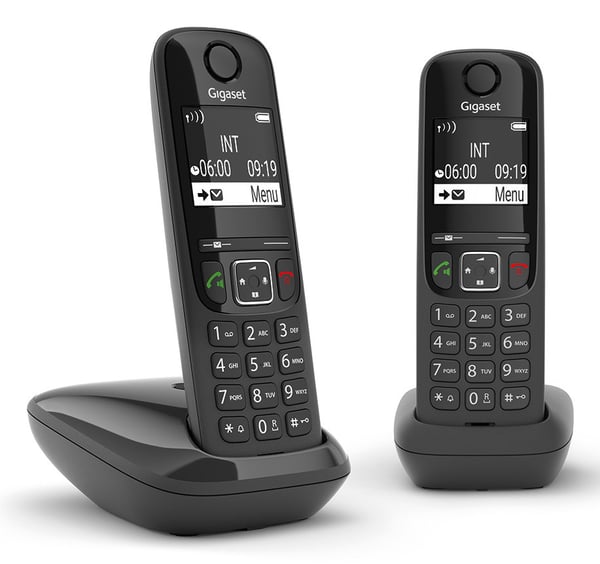 Miniatyrbild 2 av 5: Gigaset AS690 Duo Analog telefon/DECT-telefon Namn och uppringnings-ID Svart