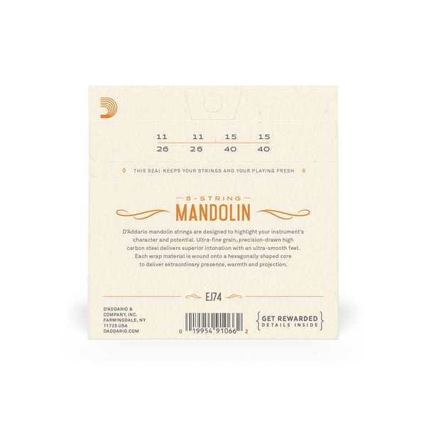 D'Addario EJ74 musiikkisoittimen kieli 8 kpl Mandoliini