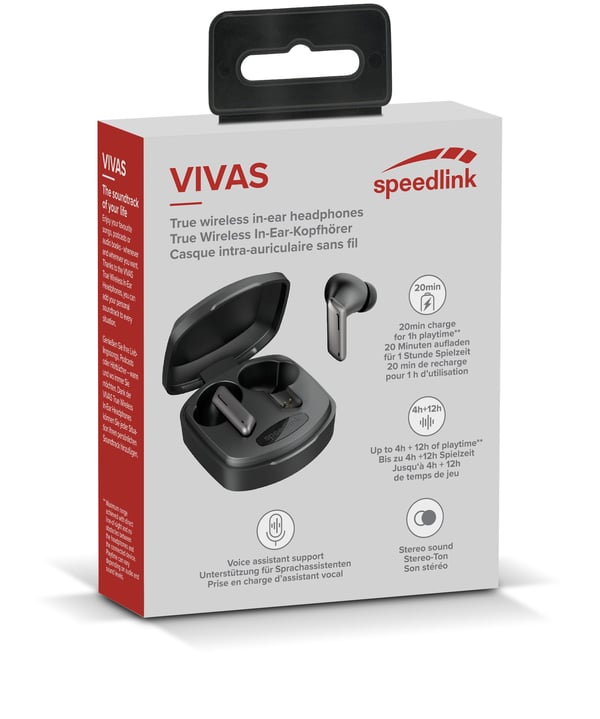 SPEEDLINK VIVAS Hovedtelefoner True Wireless Stereo (TWS) I ørerne Spil Grå
