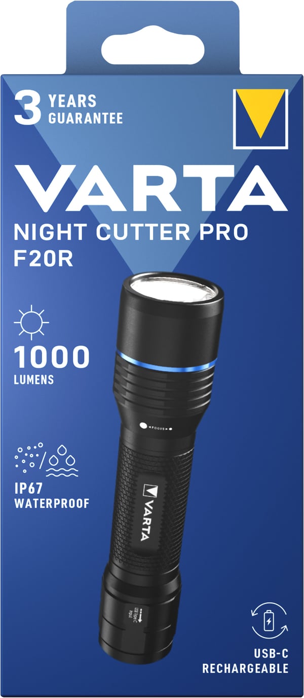 Varta Lommelygte Aluminium Pro F20R med Batteri