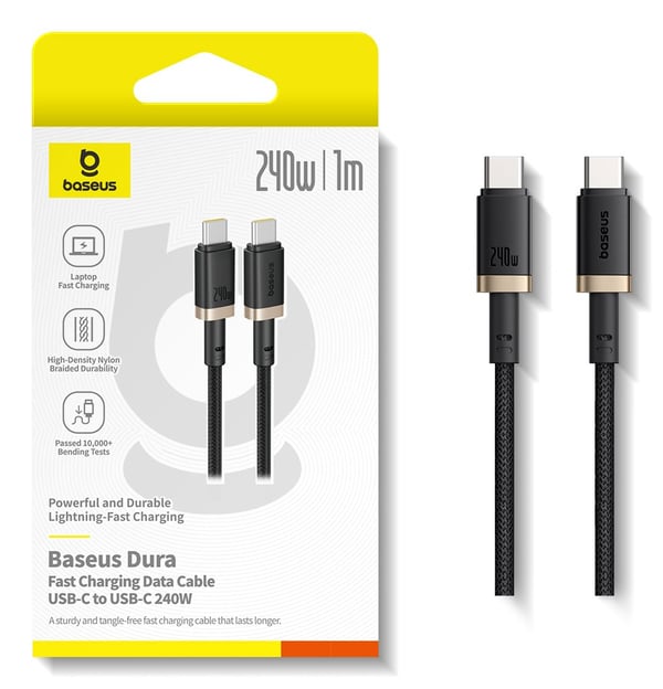 Miniatyrbild 2 av 9: Baseus P10377803U03-00 USB-kablar USB 2.0 1 m USB C 0,48 Gbit/s 240 W Guld, Svart