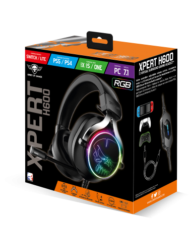 Pikkukuva 8 / 8: Spirit of Gamer XPERT-H600 Kuulokkeet Langallinen Pääpanta Pelaaminen USB A-tyyppi Musta