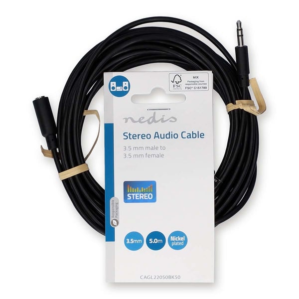 Miniatyrbillede 3 af 3: Nedis CAGL22050BK50 lydkabel 5 m 3.5mm Sort