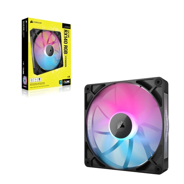 Pikkukuva 3 / 3: Corsair iCUE LINK RX140 RGB Tietokonekotelo Tuuletin 14 cm Musta 1 kpl