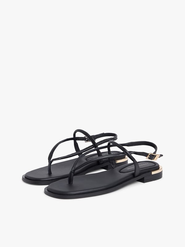 Pikkukuva 7 / 7: Tommy Hilfiger Leather TH Monogram Gold-Tone Heel Sandals Sandaalit Naaras Musta