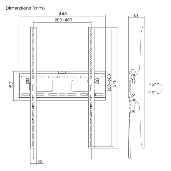 Gembird WM-75T-03 tv-fäste 190,5 cm (75") Svart