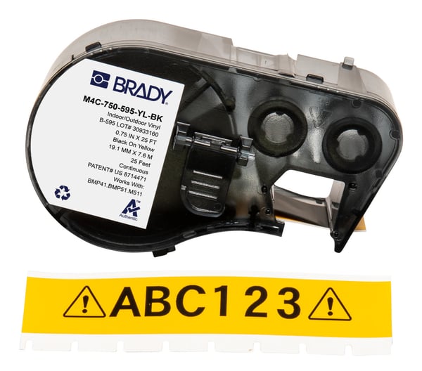 Brady M4C-750-595-YL-BK print etiket Sort, Gul Selvklæbende printeretiket