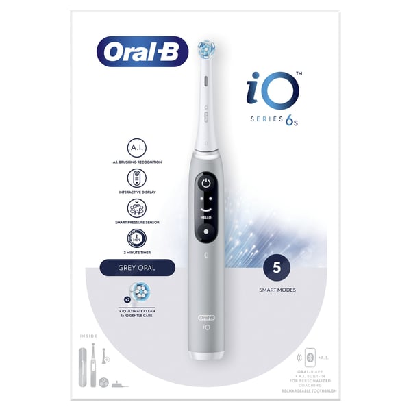 Oral-B iO 6S Vuxen Vibrerande tandborste Grå, Vit Oral-B iO 6S Vuxen Vibrerande tandborste Grå, Vit