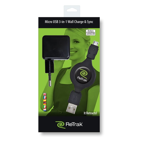 Miniatyrbillede 7 af 8: ReTrak EUCHGWSCM5 oplader til mobil enhed Digitalt kamera, Headset, Mobiltelefon, PDA Sort Vekselstrøm Indendørs