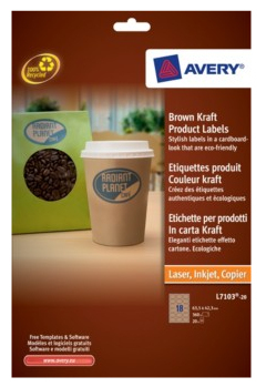 Avery Brown Kraft Product Labels Ruskea