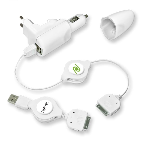 ReTrak EUIPODCHG51 oplader til mobil enhed Mobiltelefon, MP3 Hvid Vekselstrøm, Cigartænder Automatisk, Indendørs