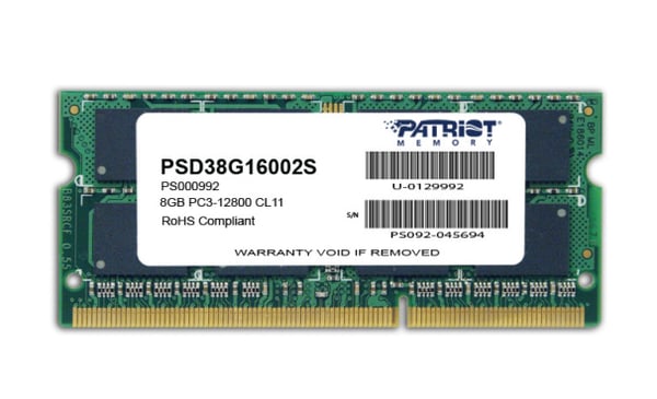 Patriot Memory 8GB PC3-12800 muistimoduuli 1 x 8 GB DDR3 204-pin SO-DIMM