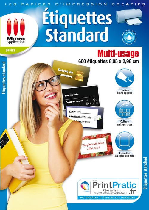 Micro Application 5057 utskriftsbara etiketter Vit
