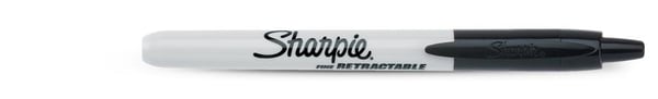 Sharpie Fine Retractable vedenkestävä tussi Ohut pää Musta