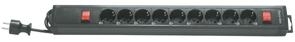 REV 9-fold w. 2 switches, 3,7m Sort 250 V