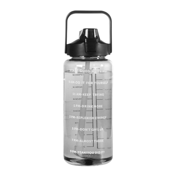 2 liters motivationsflaske med skema & tidspunkter - Sort