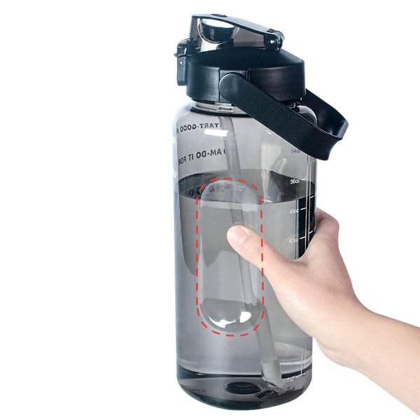 2 liters motivationsflaske med skema & tidspunkter - Sort