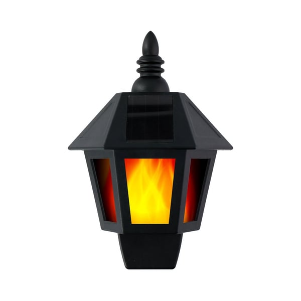 Grundig Solcellsdriven vägglampa / Flameffekt och Vitt LED-ljus