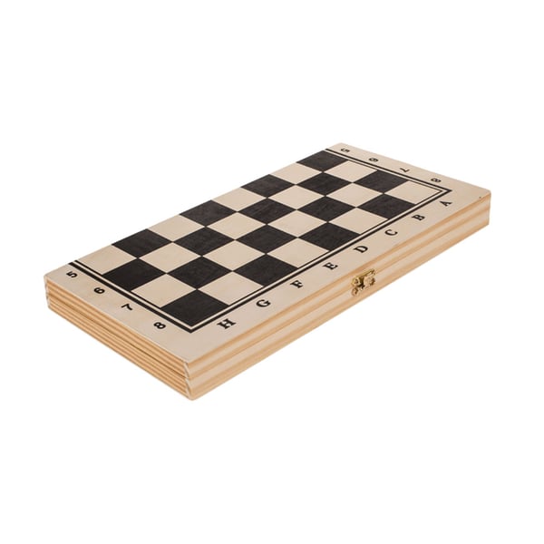 Schackspel i trä 34x34cm / klassiskt brädspel / träschack med pjäser / schack i presentask