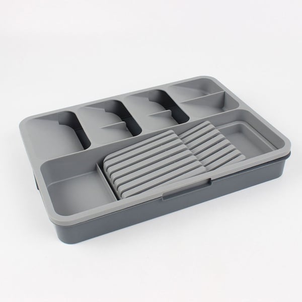 Justerbar bestik- og knivboks 40 x 29,5-56 x 5,5 cm