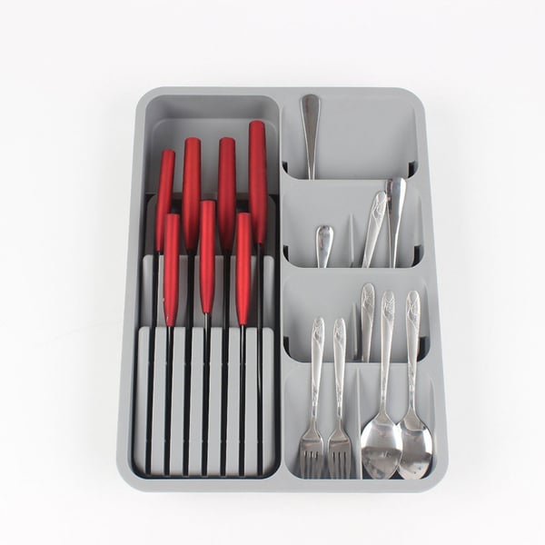 Justerbar bestik- og knivboks 40 x 29,5-56 x 5,5 cm