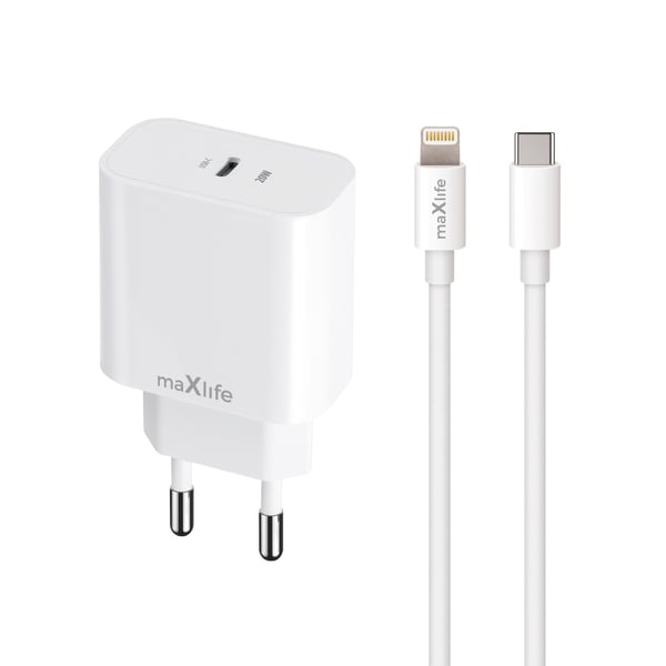 iPhone Hurtigoplader 20W + opladningskabel med USB-C til Lightning