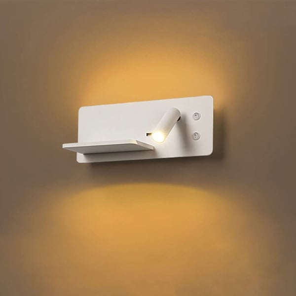 Væglampe / natlampe med trådløs oplader til smartphone + usb-stik