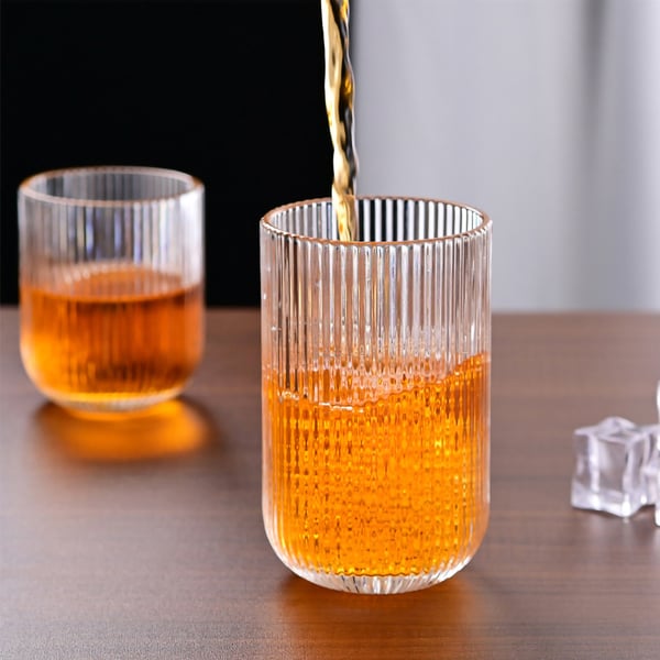 Ribbet drikkeglas af borosilikatglas 400 ml / ribbet glas / vandglas