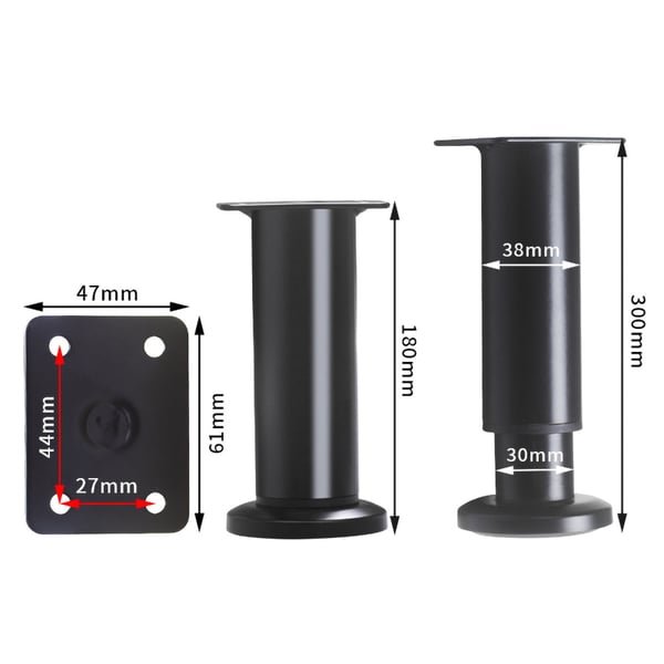 Højdejusterbart møbelben 18-30 cm - Sort