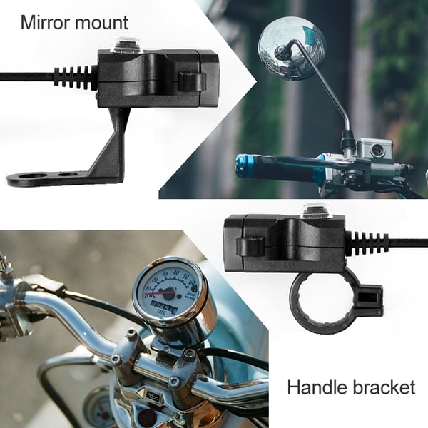 Vandtæt dobbelt USB-port til motorcykel 5V 1A/2.1A