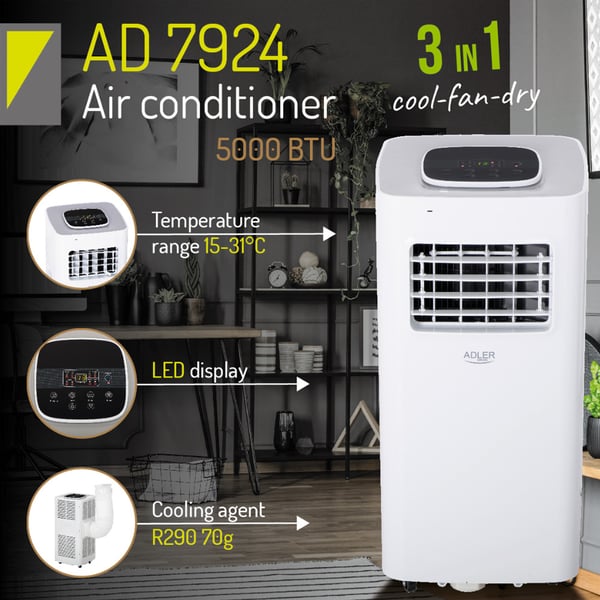 Adler Aircondition 20m2 med fjernbetjening