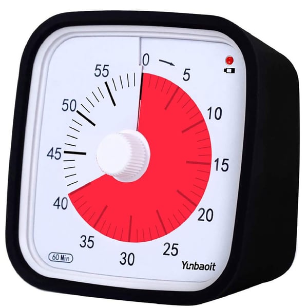 Analog 60-Minutters Timer – Tydelig Visuell Indikator, 10x10 cm, Svart