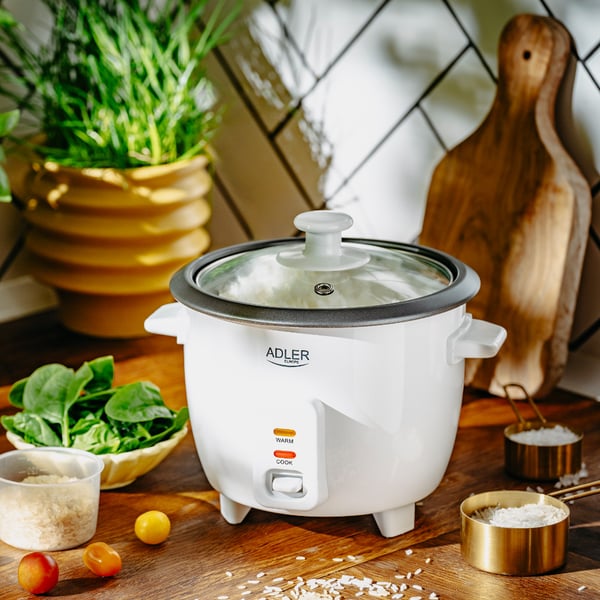 Adler riskoker 0,6 l – kompakt riskokningsmaskin med varmholdning / rice cooker